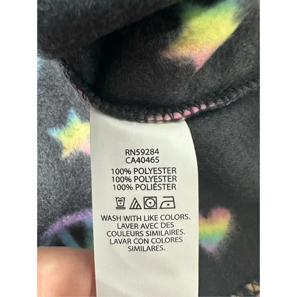 NWT The Children’s Place Girls Print Fleece Hoodie Black Size L (10-12)